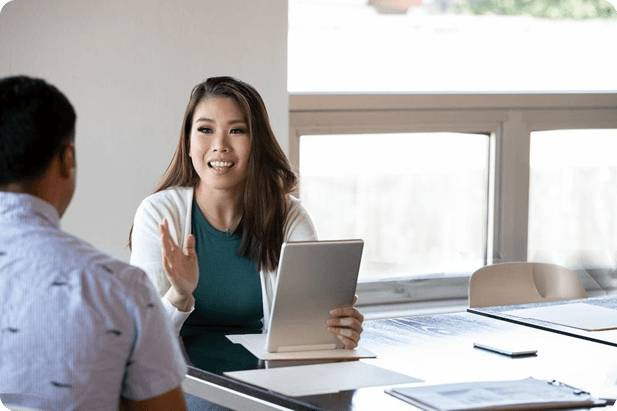 Customer support team assisting client